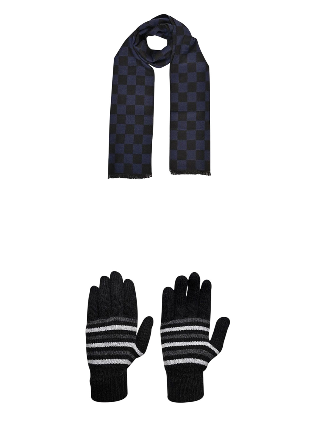 

LOOM LEGACY Men Striped Acrylic Winter Gloves, Black