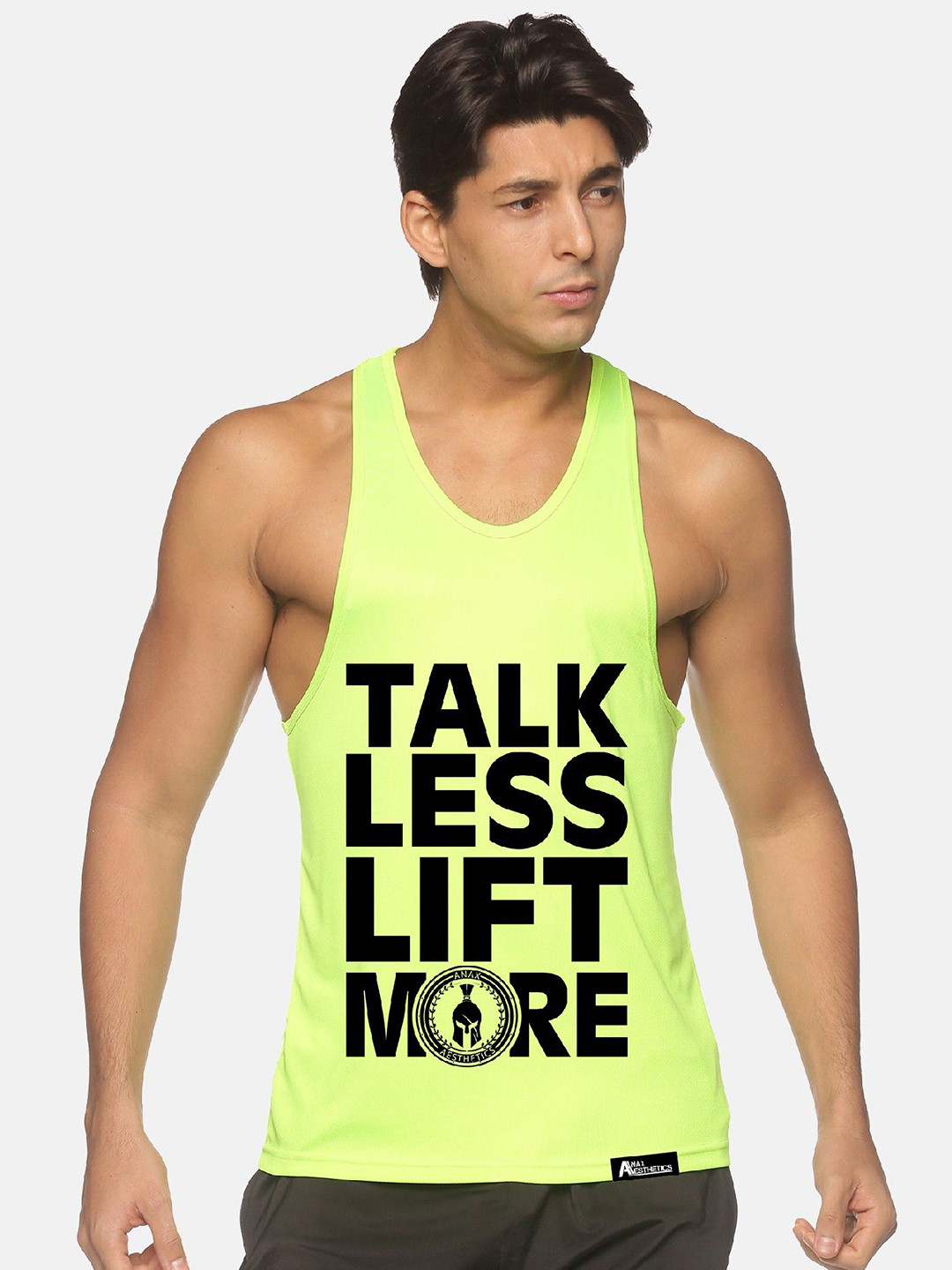 

Anax Aesthetics Men Polyester Dri-Fit Printed Sleeveless Sando Gym Vest Stringer Tank Top, Green