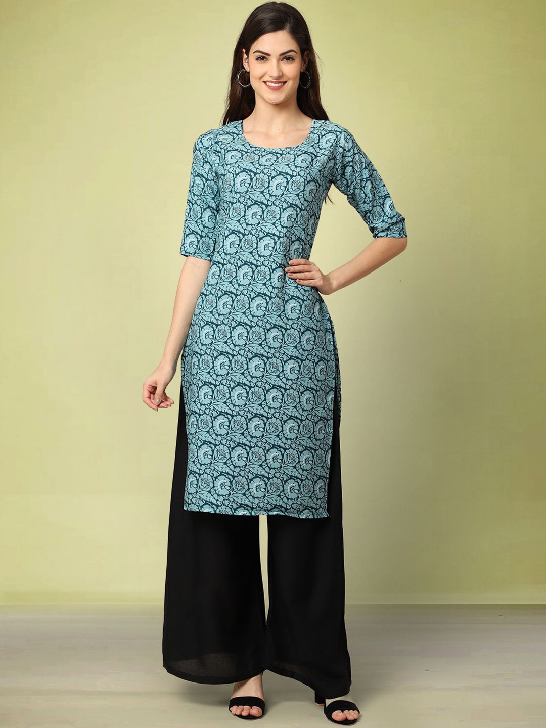 

Moda Rapido Floral Printed Straight Kurta, Blue