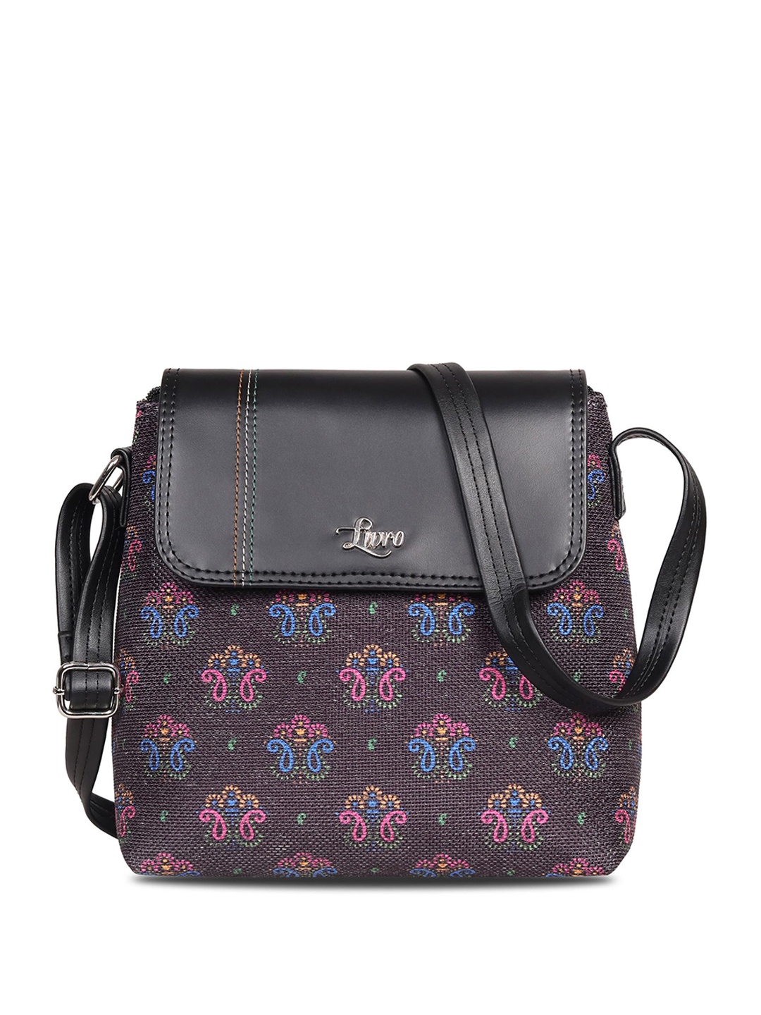 

LIVRO Floral Structured Sling Bag, Black