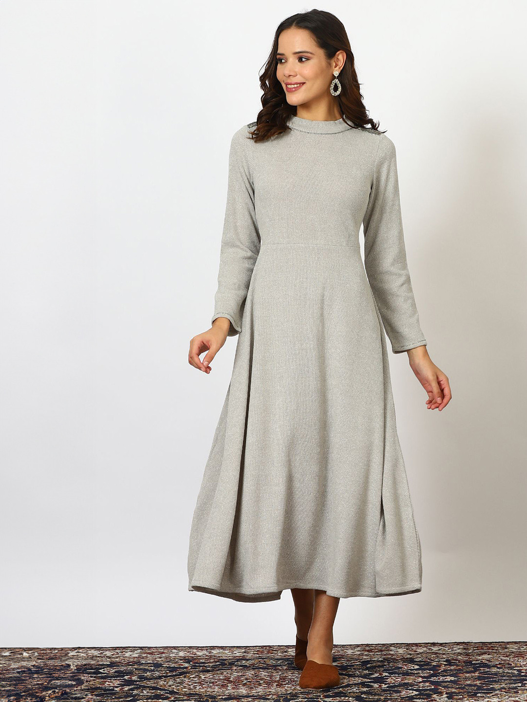 

W Fit & Flare Midi Dress, Grey