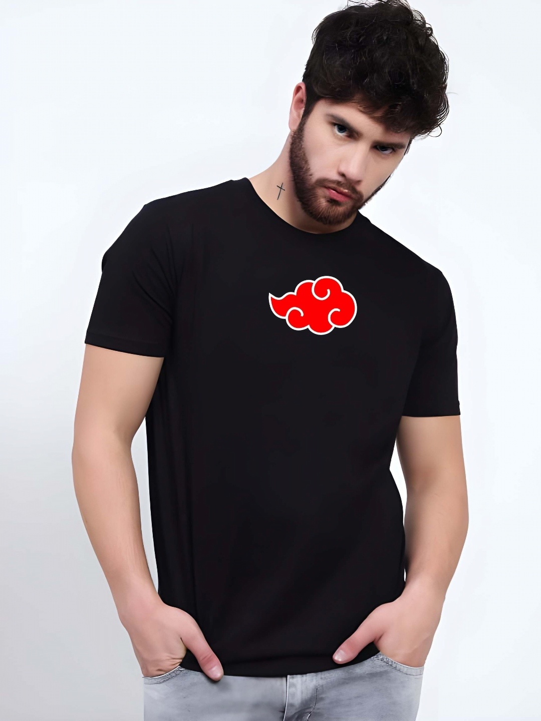 

Moda Rapido Men Graphic Printed Round Neck Cotton T-shirt, Black