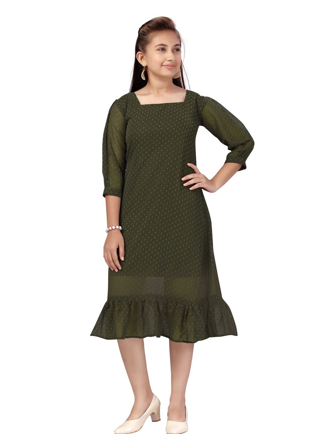 

BAESD Girls Georgette A-Line Midi Dress, Olive