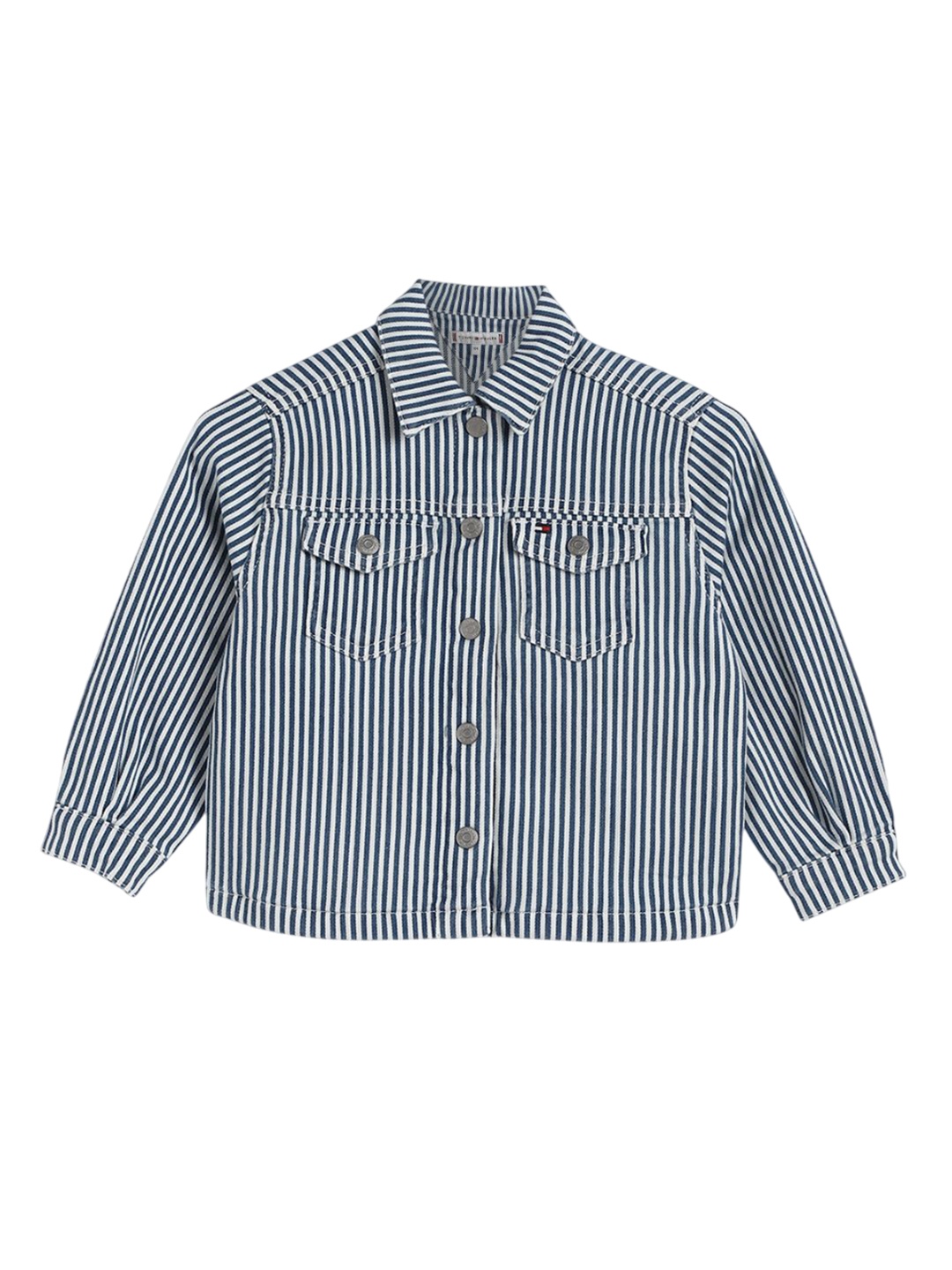 

Tommy Hilfiger Girls Striped Bomber with Embroidered Jacket, Blue