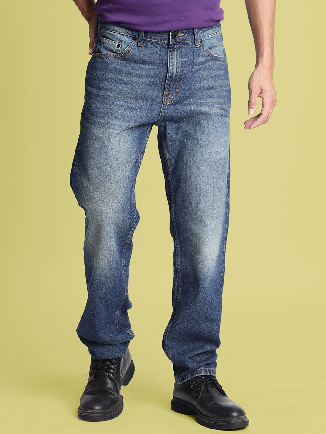 

Bene Kleed Men Straight Fit Light Fade Mid-Rise Jeans, Blue