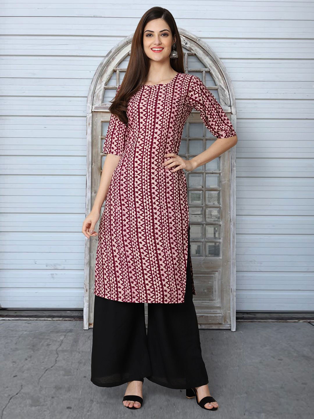 

Moda Rapido Printed Straight Kurta, Maroon