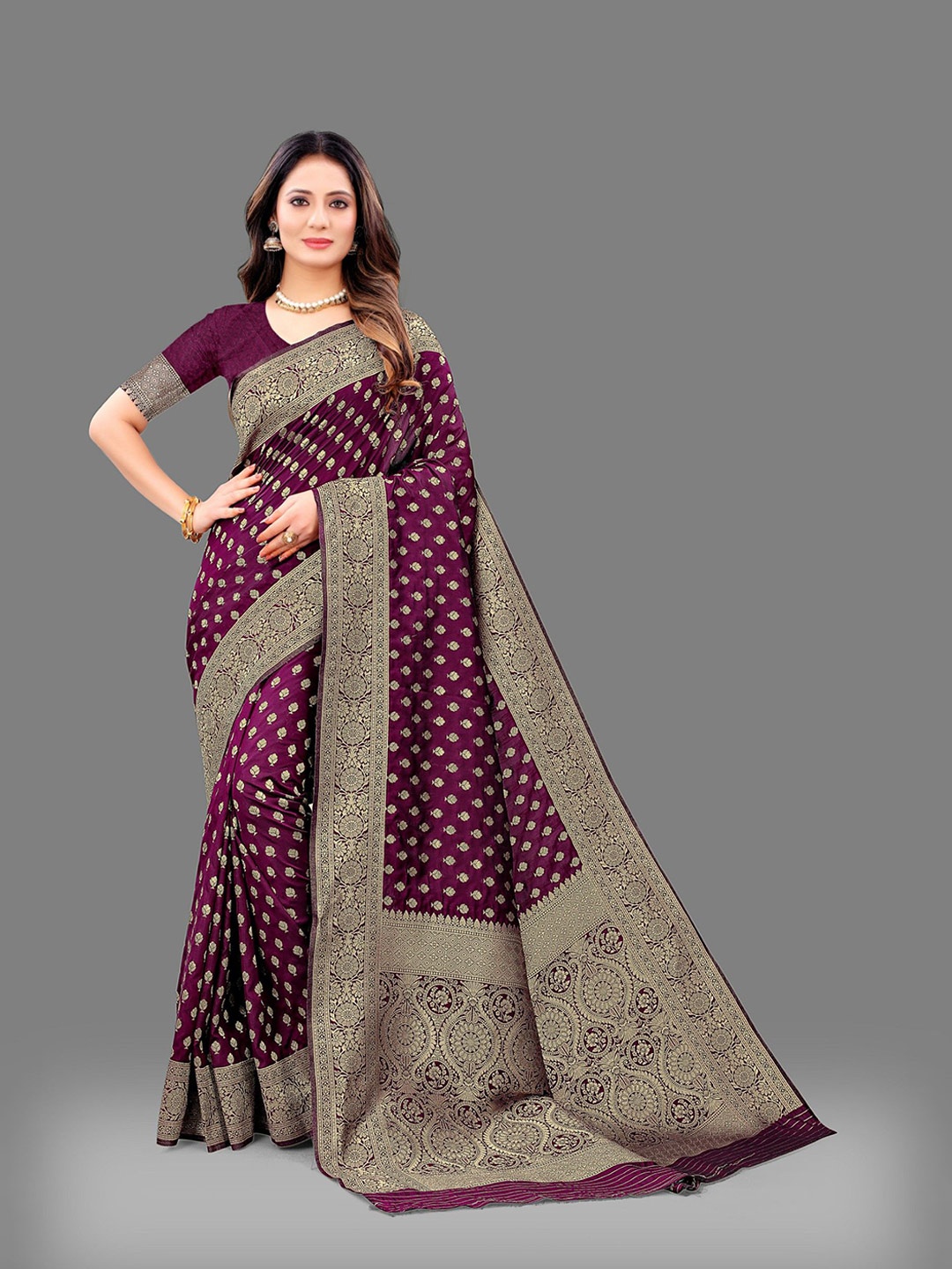 

LeeliPeeri Designer Ethnic Motifs Zari Banarasi Saree, Purple