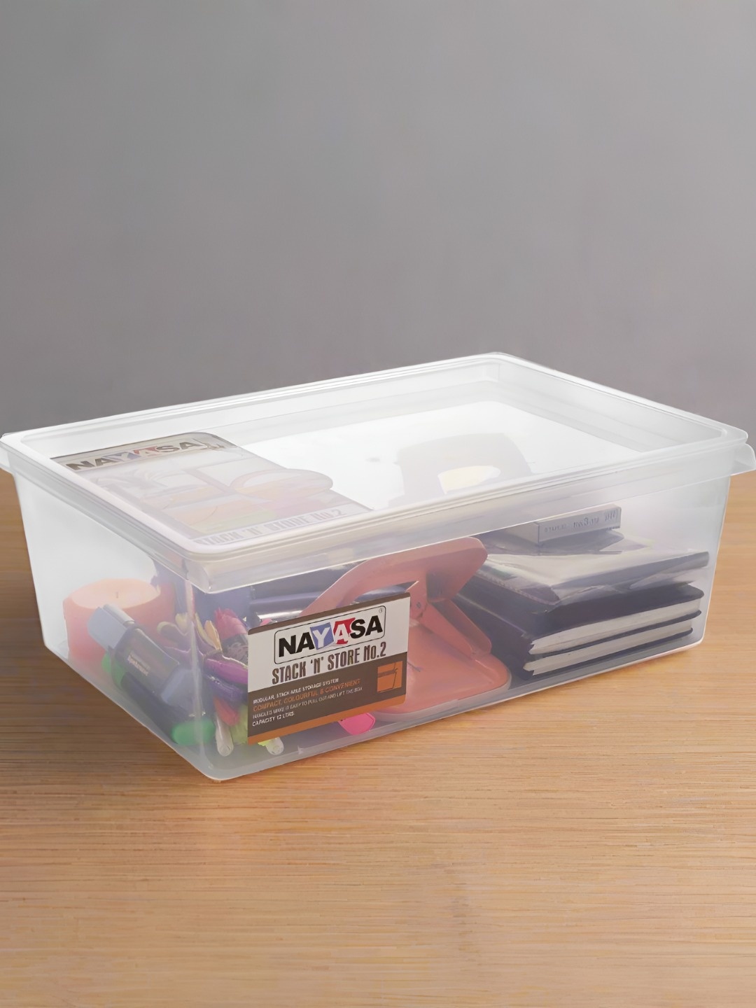

Nayasa Stack N Store Clear Storage Box With Lid - 12 Liter, Transparent