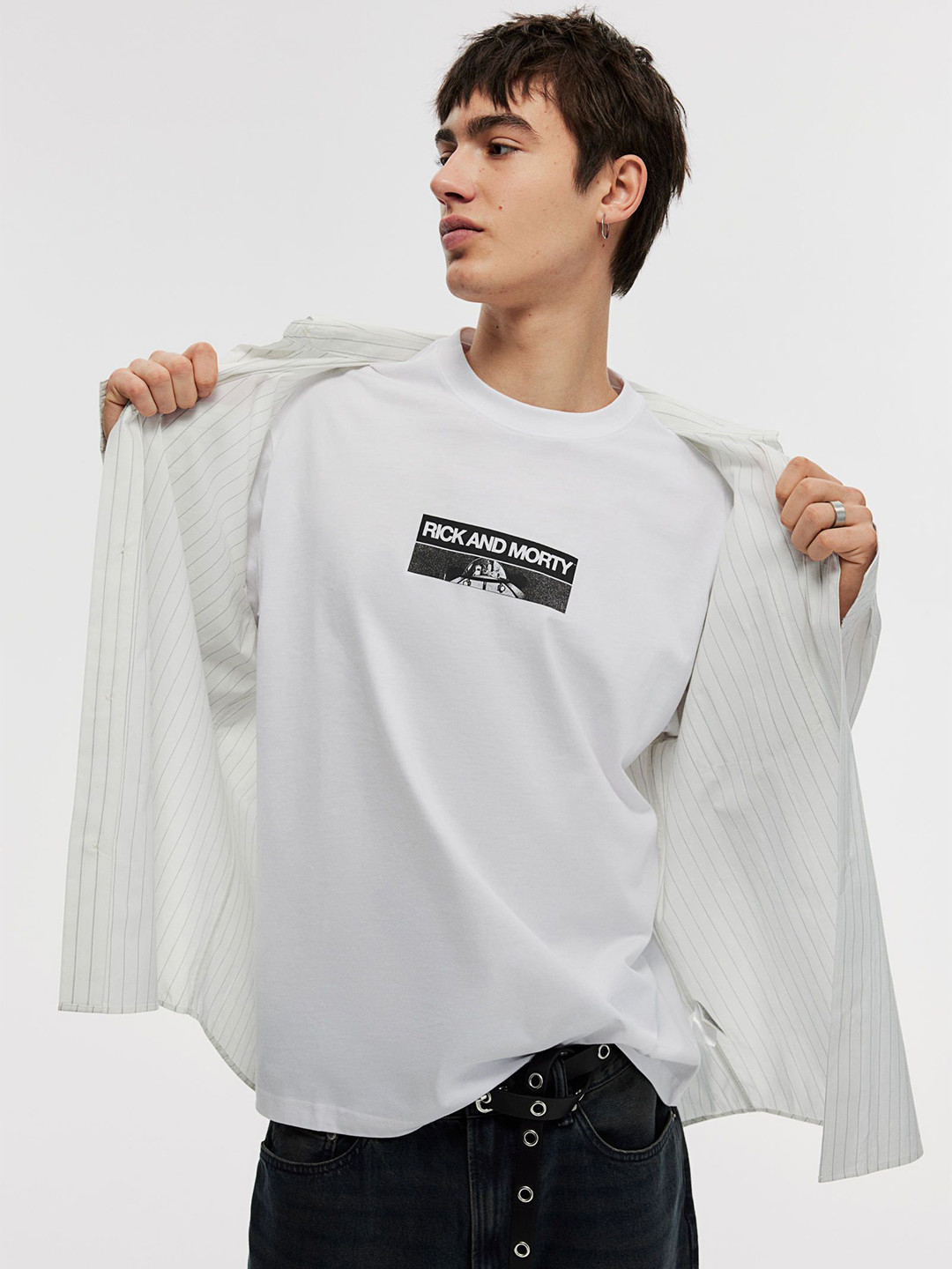 

H&M Loose Fit Printed T-Shirt, White