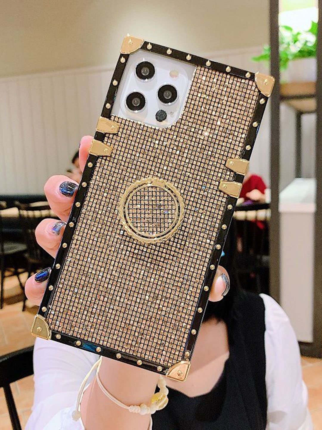 

Luxury Kase Solid Printed iPhone 13 Pro Back Case Mobile Accessories, Gold