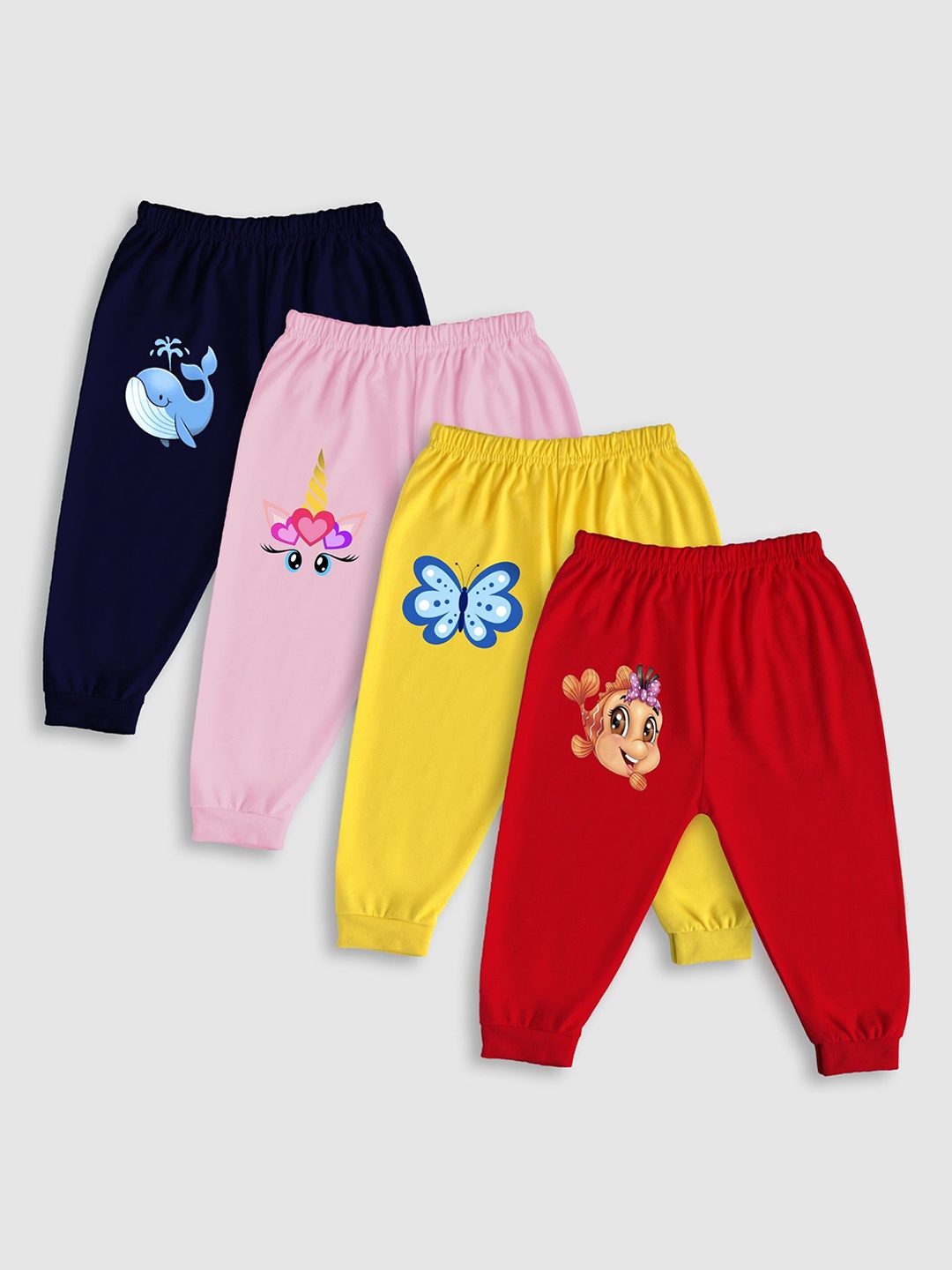 

Lavi-Tavi Infants Kids Pack Of 4 Printed Cotton Joggers, Pink