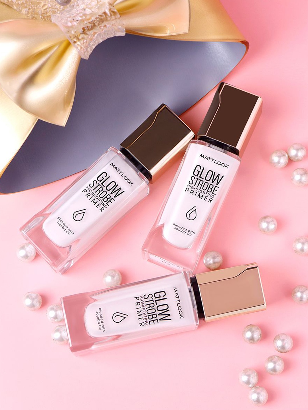 

MATTLOOK Glow Strobe Highlighting Primer With Jojoba Oil 30ml - Gold Glow, Pink