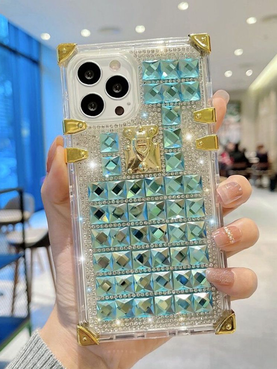 

Luxury Kase Geometric Printed iPhone 12 Pro Max Back Case Mobile Accessories, Blue