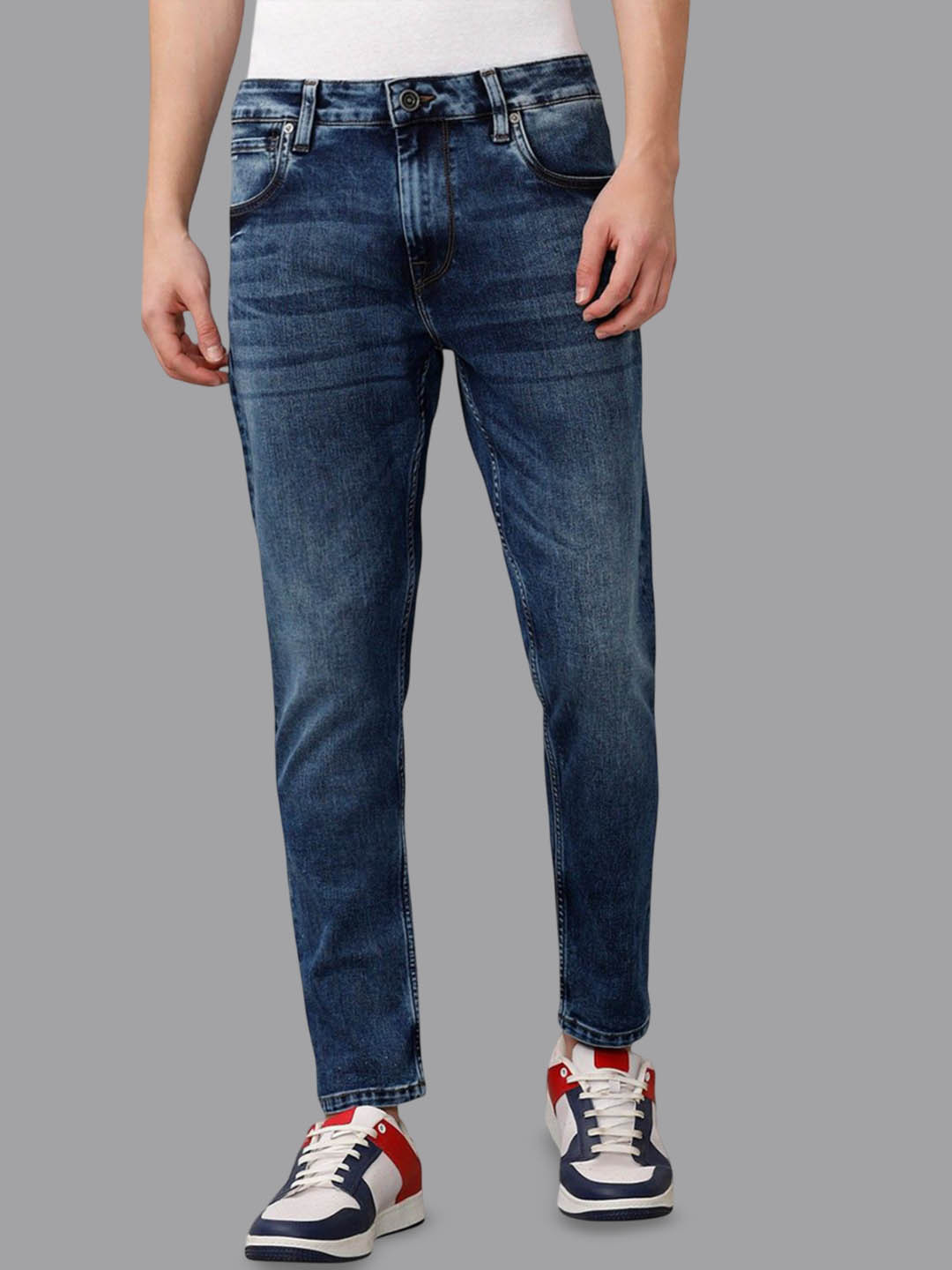 

Voi Jeans Men Skin Tight Skinny Fit Light Fade Stretchable Jeans, Blue