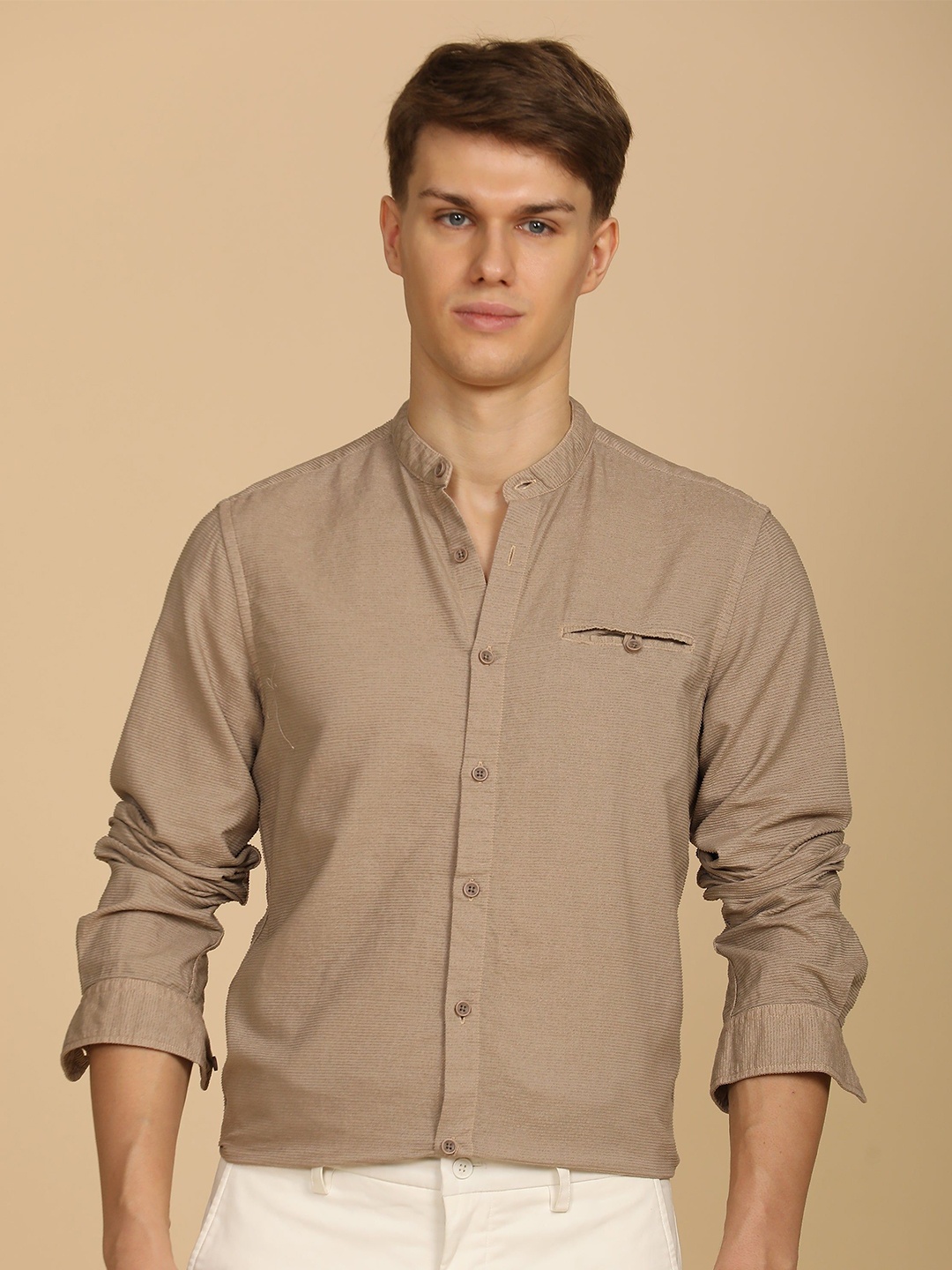 

POE Men Crazy - Corduroy Solid Shirt - Khaki