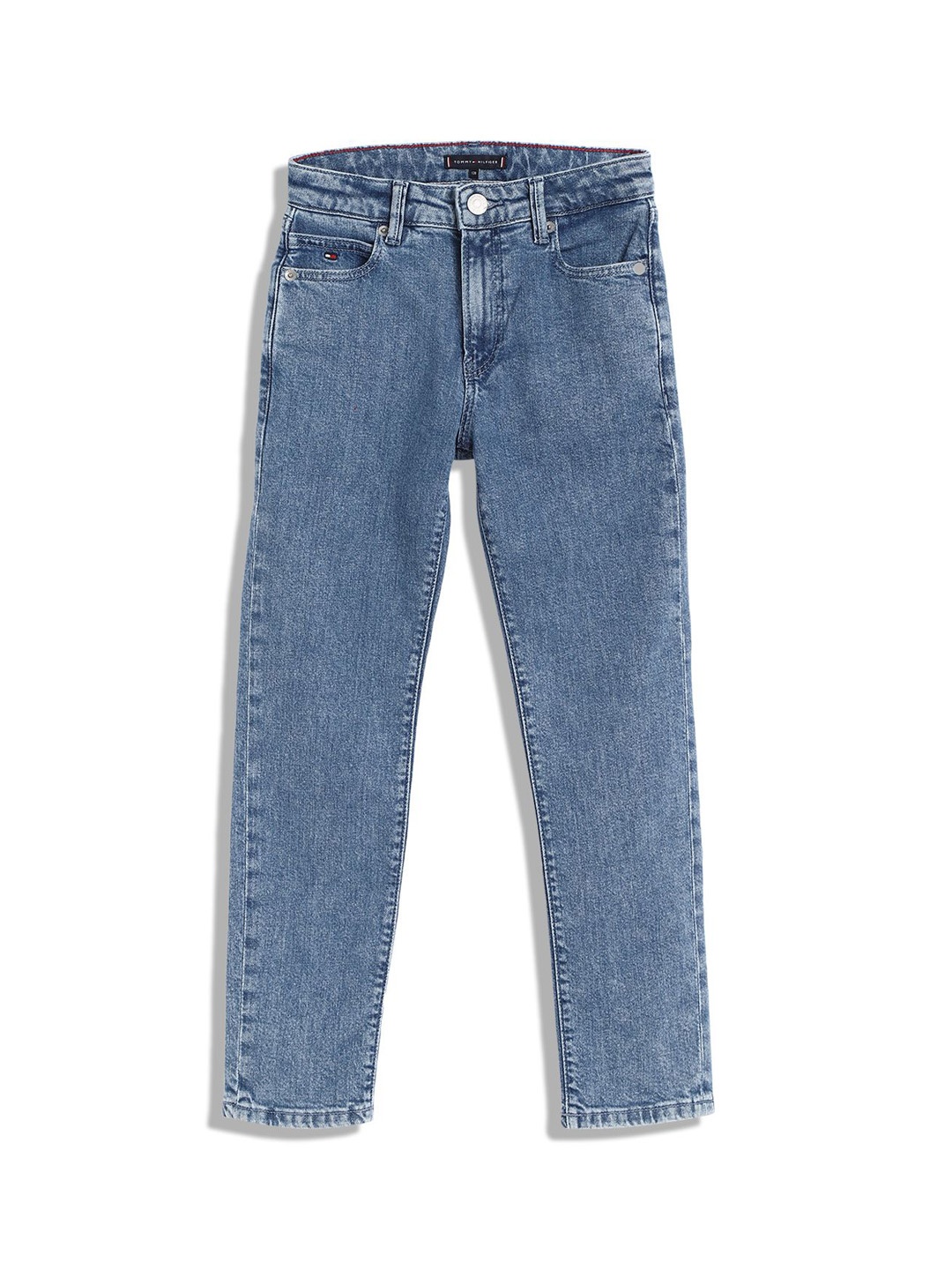 

Tommy Hilfiger Boys Straight Fit Mid-Rise Cotton Jeans, Blue