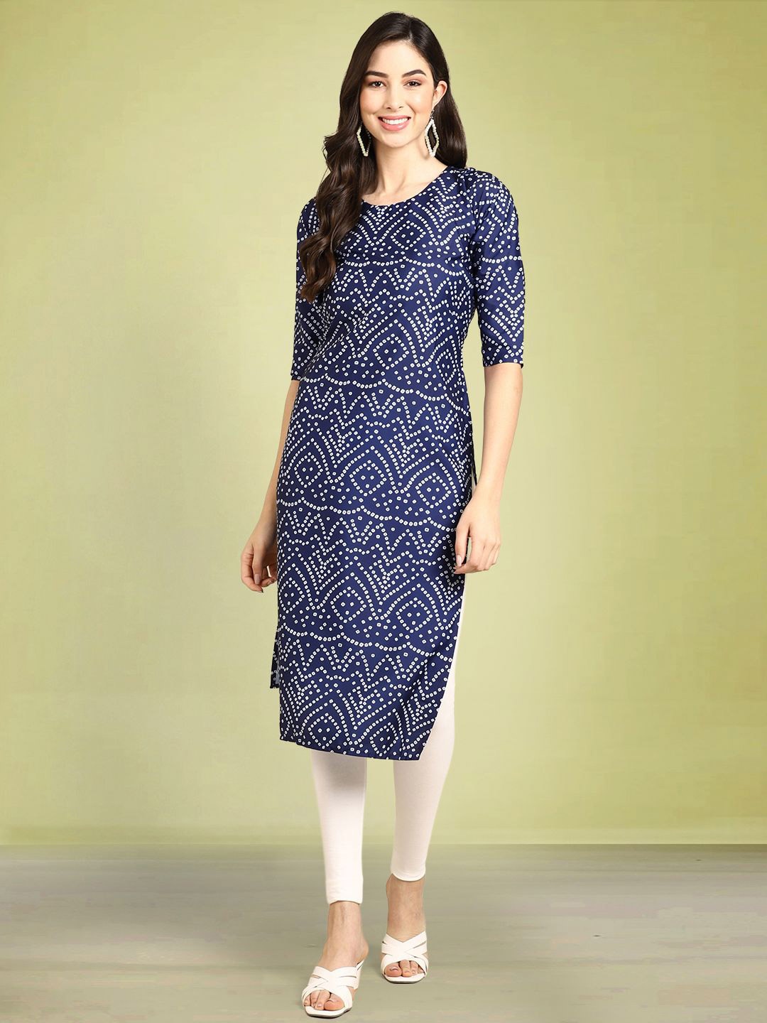 

Moda Rapido Women Printed Straight Kurta, Blue