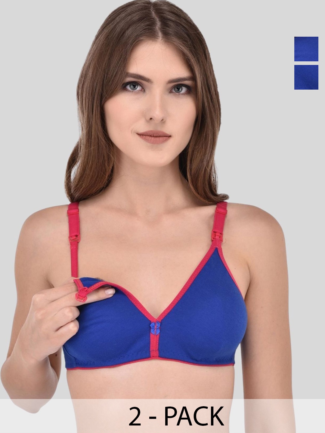 

Fabme Pack Of 2 Half Coverage Maternity Bra, Blue