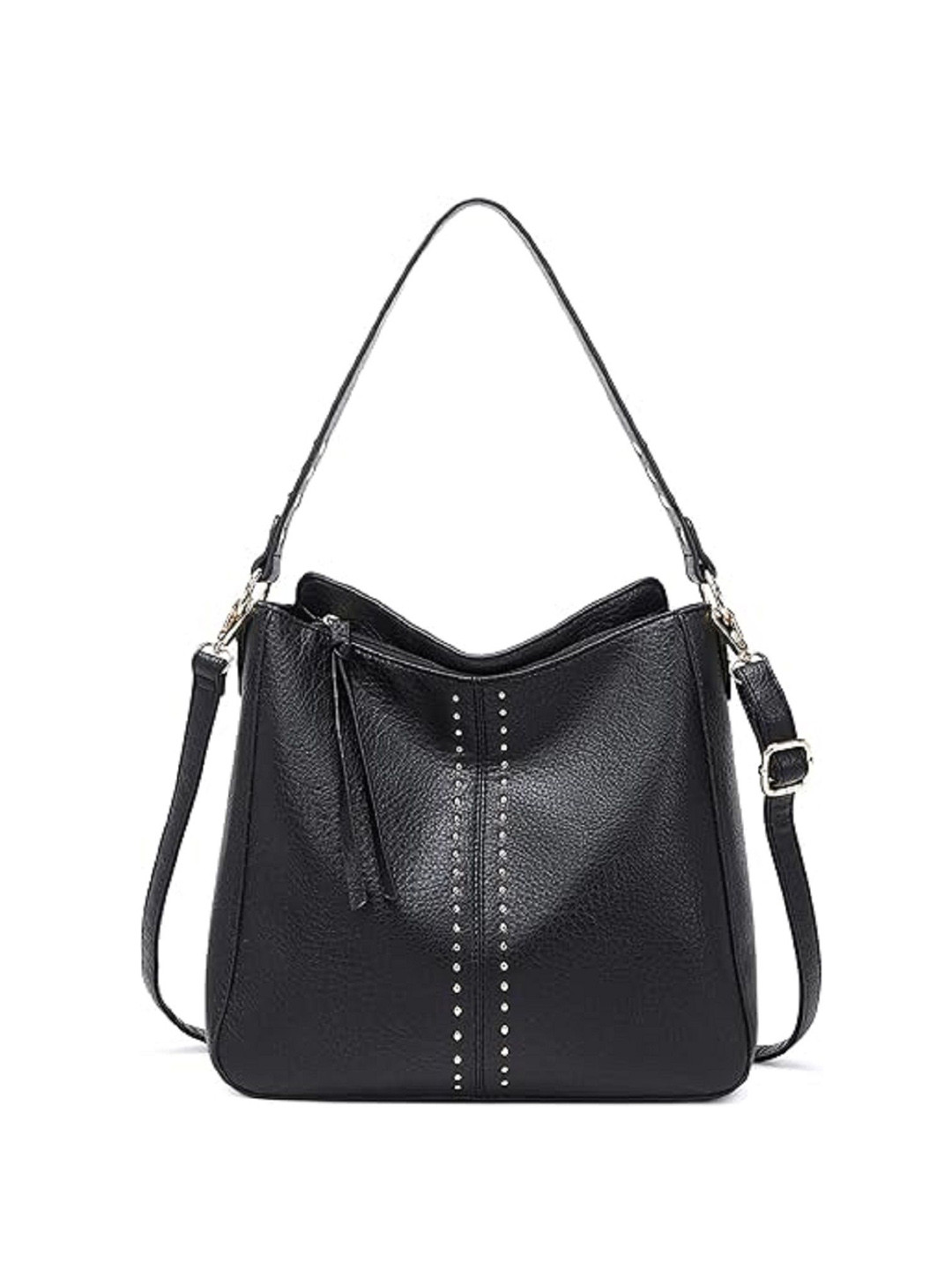 

Lychee bags Embellished PU Bucket Shoulder Bag, Black