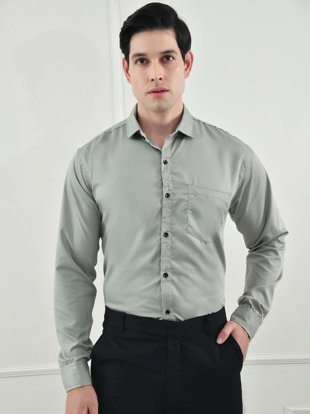 

BOWLIFESTYLE Men Comfort Opaque Formal Shirt, Grey