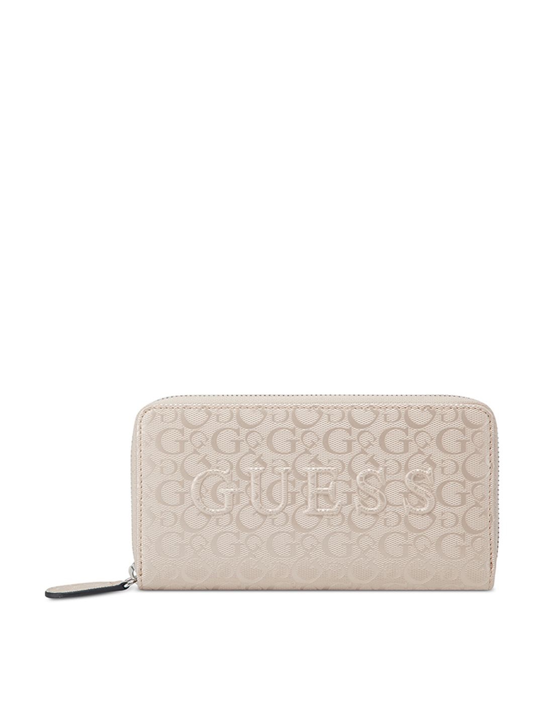 

GUESS Women Brand Logo Printed Haddington Zip Around Wallet, Cream
