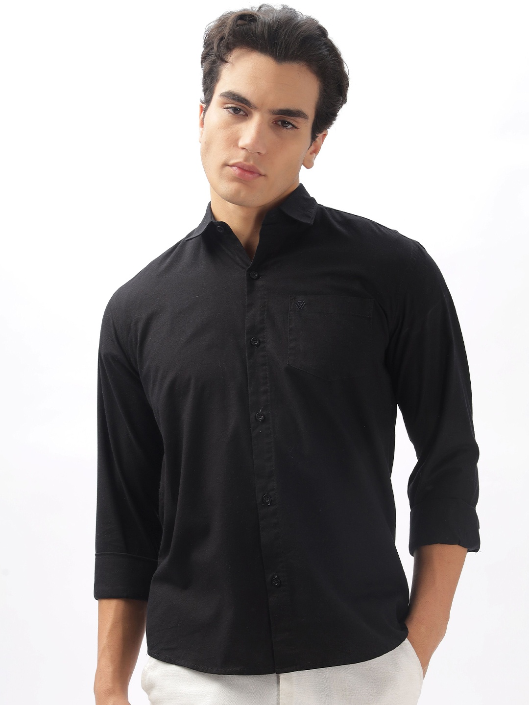 

BS BLUE SQUAD Men Slim Fit Opaque Casual Shirt, Black