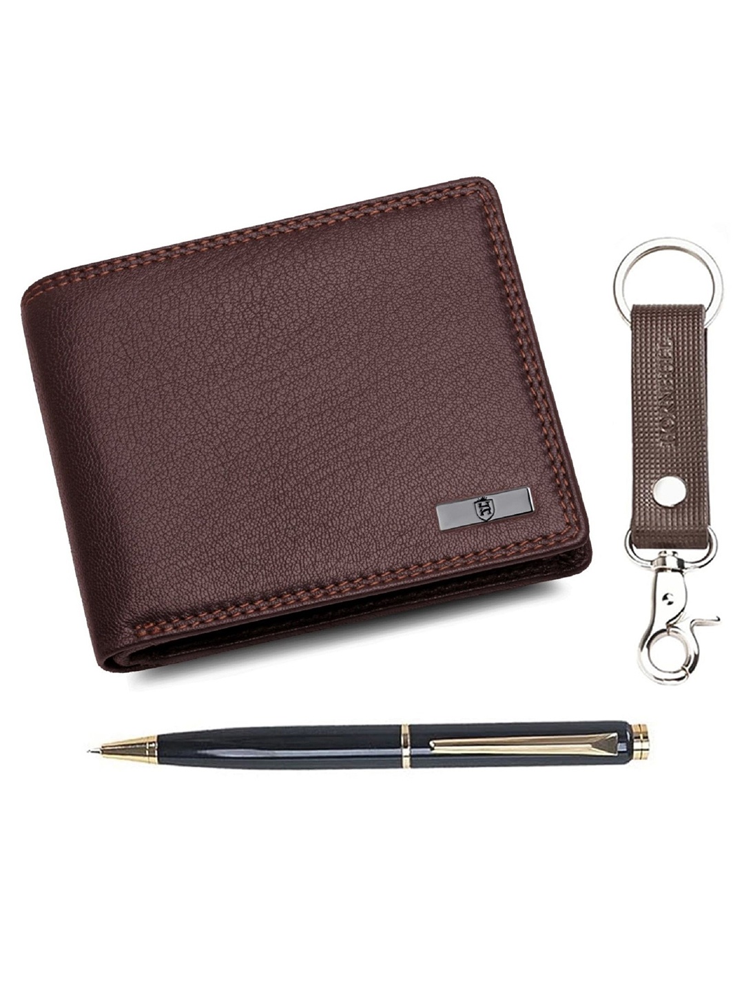 

Hornbull Men Stella Brown Leather Wallet, Keyring & Pen Combo Accessory Gift Set