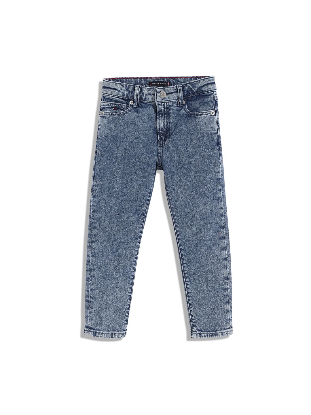 

Tommy Hilfiger Boys Straight Fit Mid-Rise Cotton Jeans, Blue