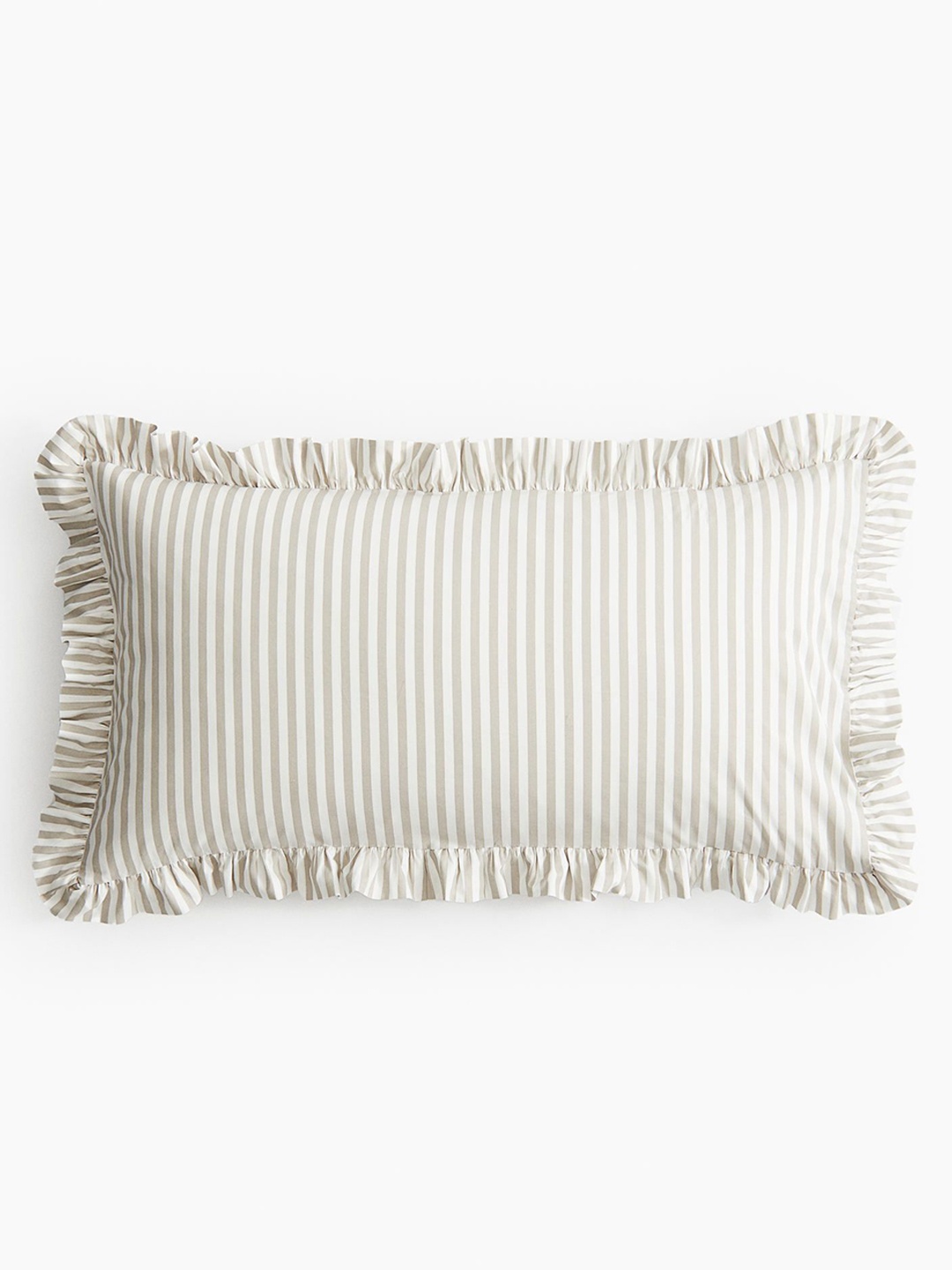 

H&M Frill-Trimmed Cotton Cushion Cover, Beige