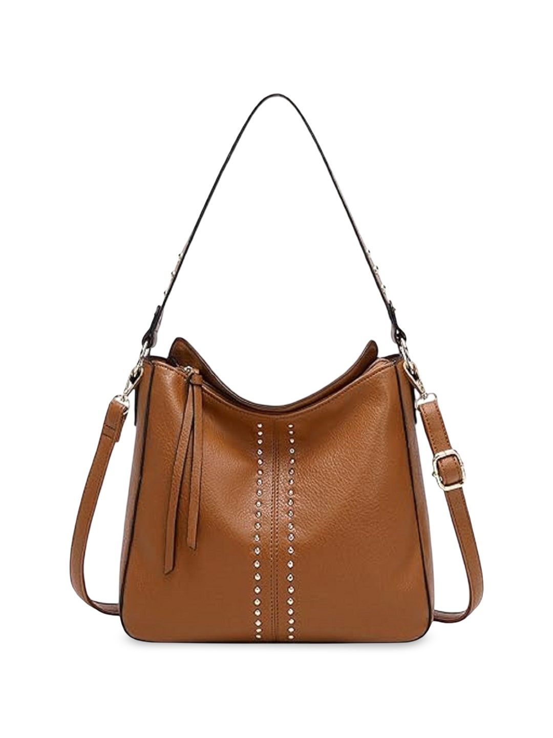 

Lychee bags Embellished PU Structured Shoulder Bag, Tan
