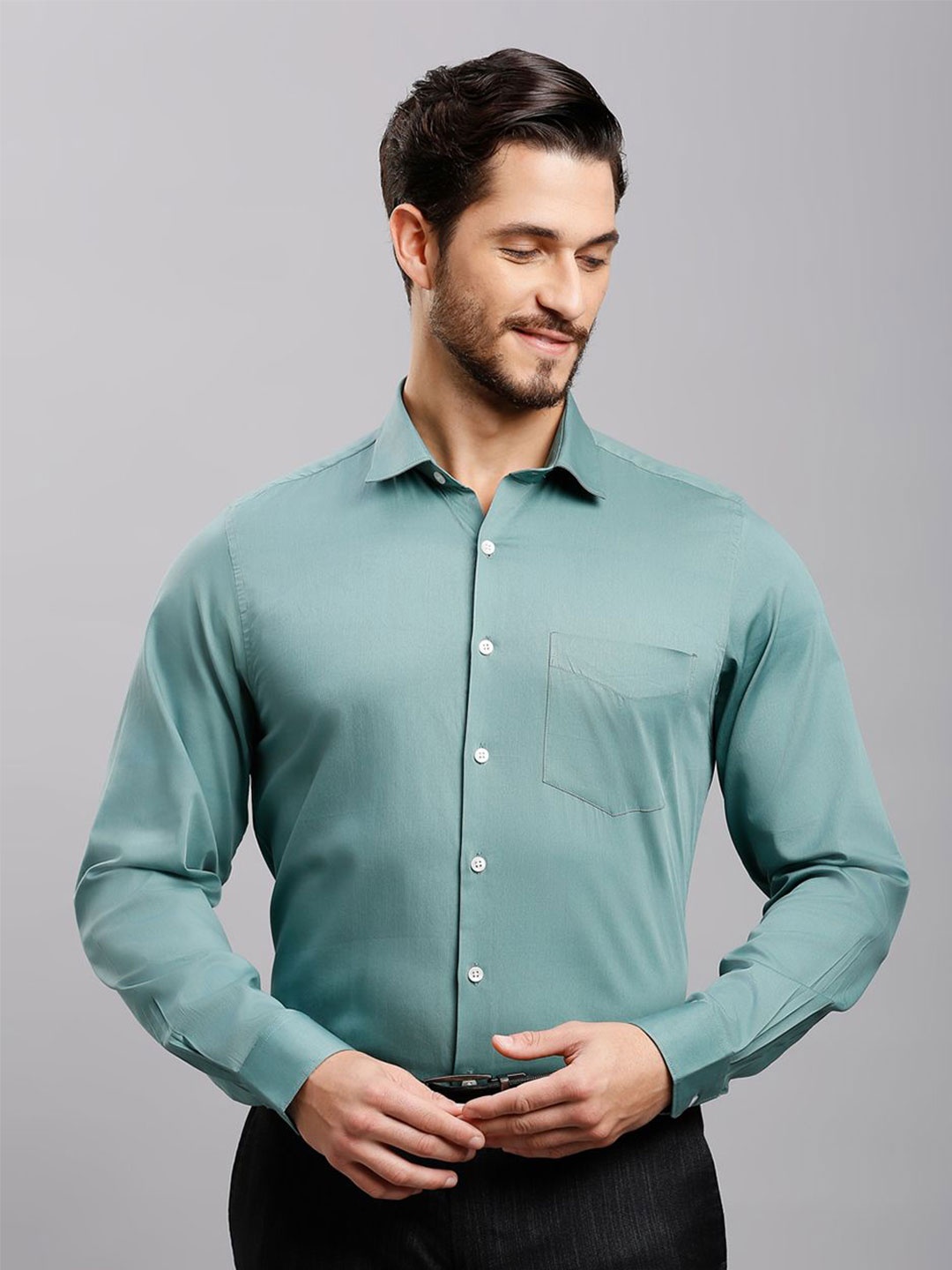 

JAPS Men Classic Opaque Formal Shirt, Green