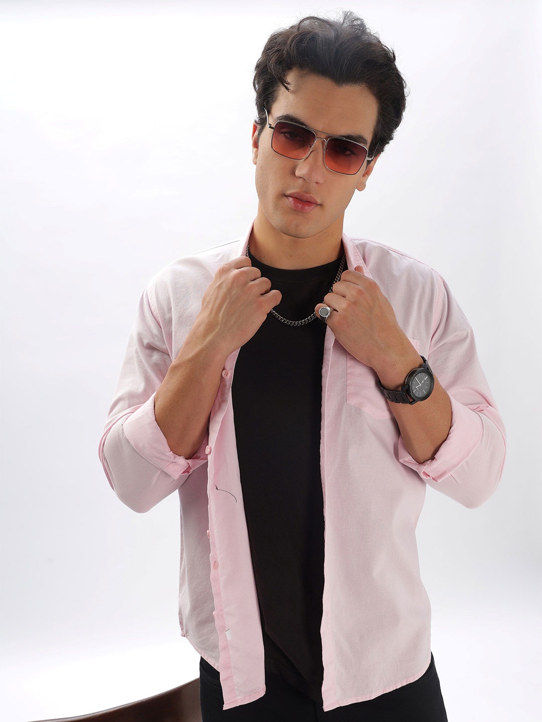 

BS BLUE SQUAD Men Slim Fit Opaque Casual Shirt, Pink