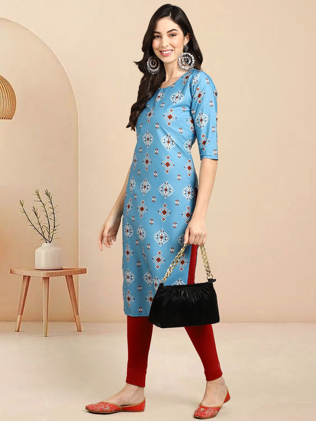 

Moda Rapido Women Printed Straight Kurta, Blue