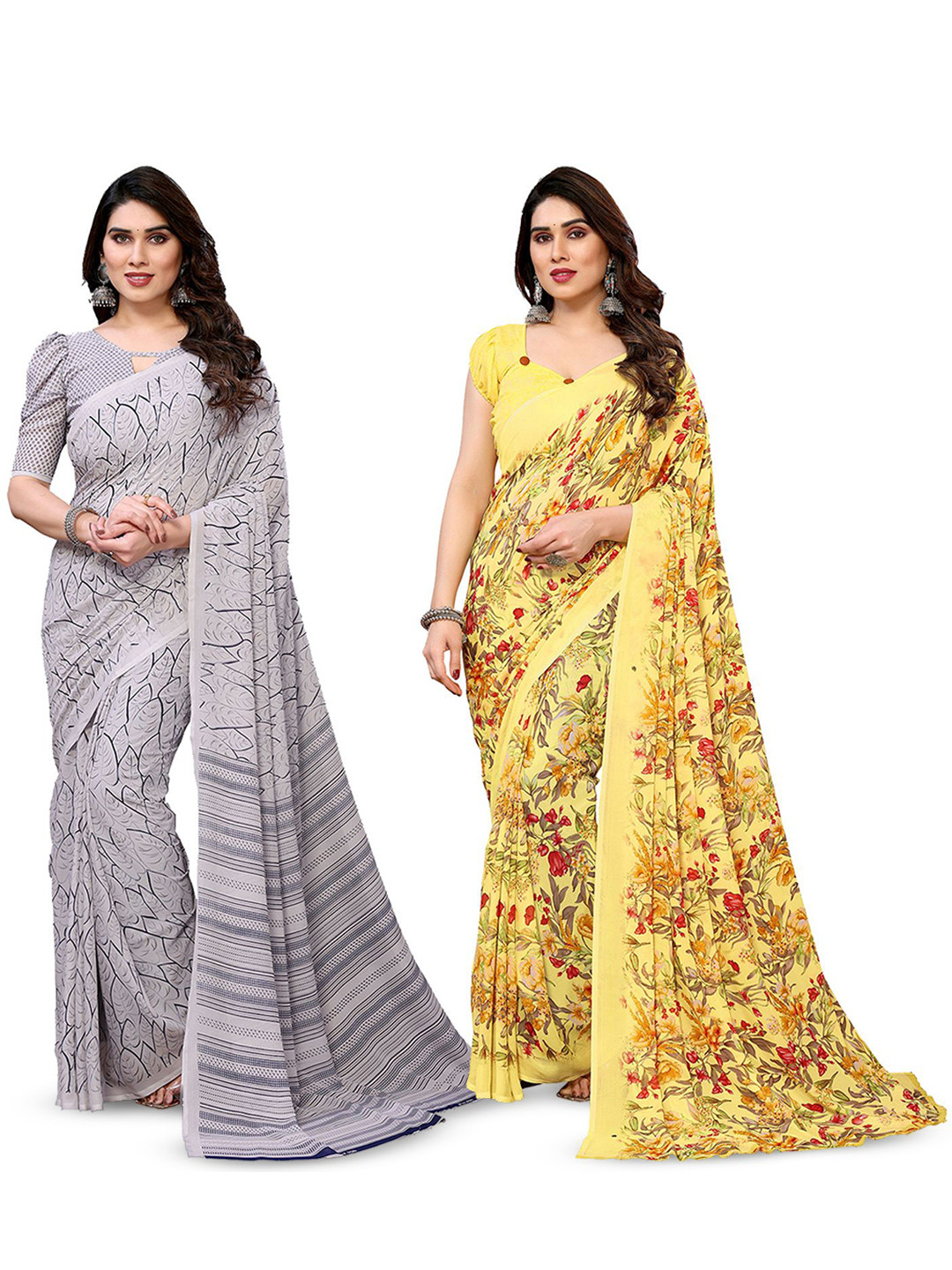 

Moda Rapido Floral Poly Georgette Saree, Yellow