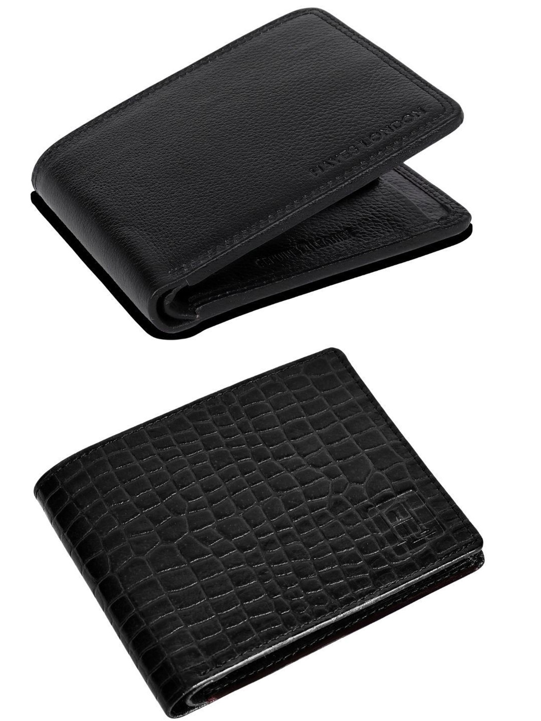 

Hayes London Men Wallets Pack of 2 Genuine Leather with RFID Blocking Combo, Black