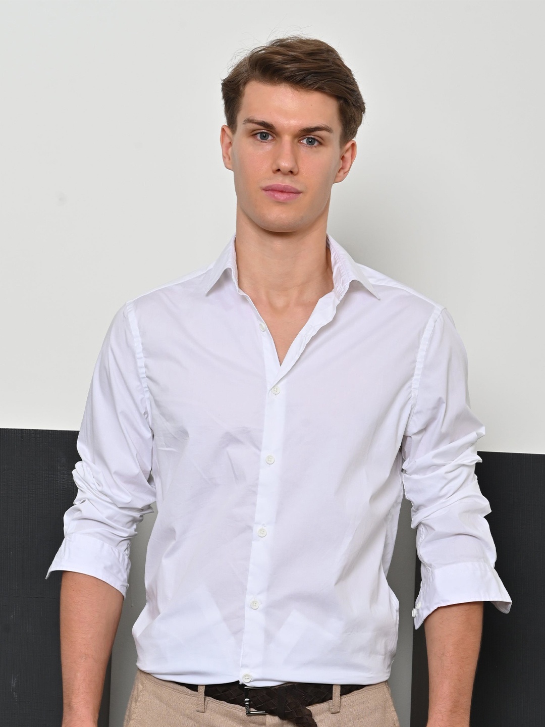 

POE Men Cupid - Cotton Lycra Solid Shirt - White