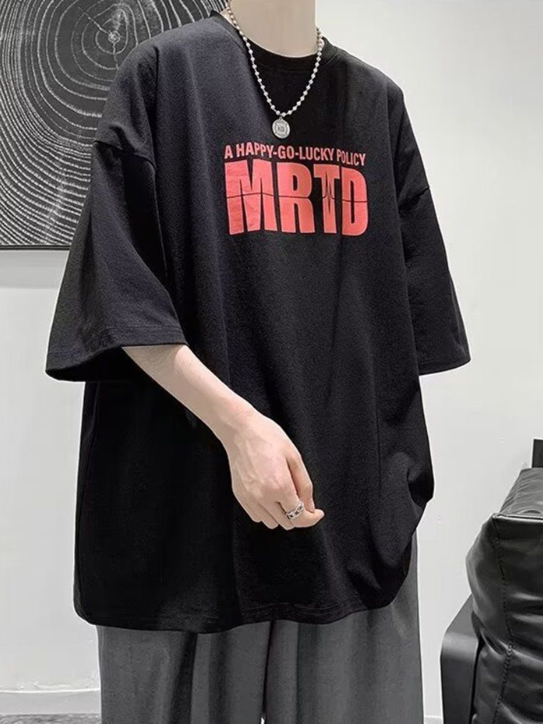 

StyleCast Men Typography Printed Round Neck Relaxed Fit T-shirt, Black