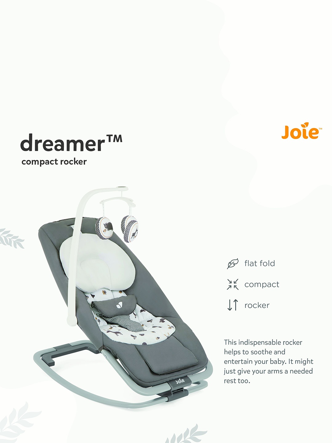 

Joie Bouncer Grey & White Printed Baby Swing Cradle Birthto13KG