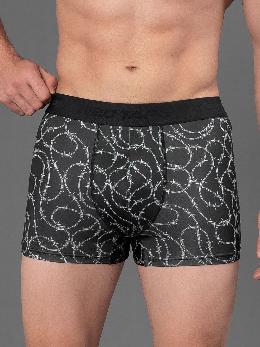 

Red Tape Polyester Elastane Printed Trunks, Black