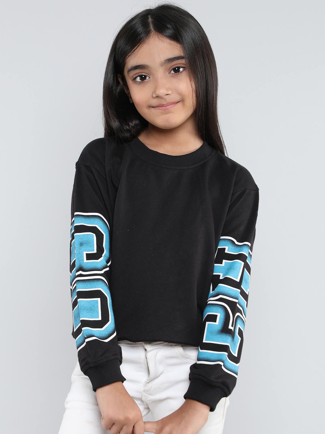 

taffykids Girls Printed Sweatshirt, Black