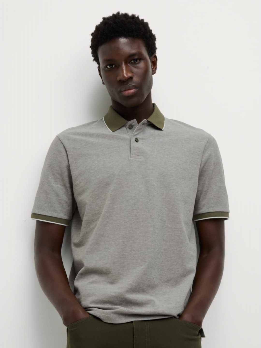 

Marks & Spencer Men Solid Polo Collar Cotton T-shirt, Green