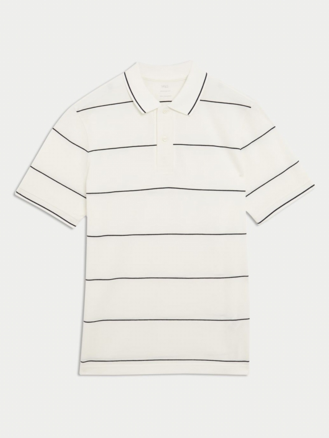 

Marks & Spencer Men Striped Polo Collar Cotton T-shirt, White