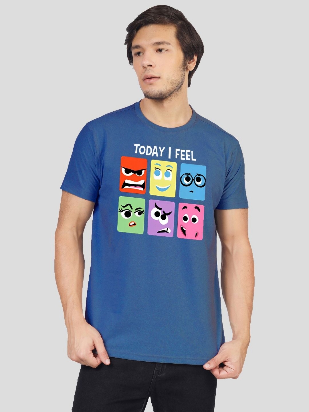 

Greylongg Men Graphic Printed Round Neck Cotton T-shirt, Blue