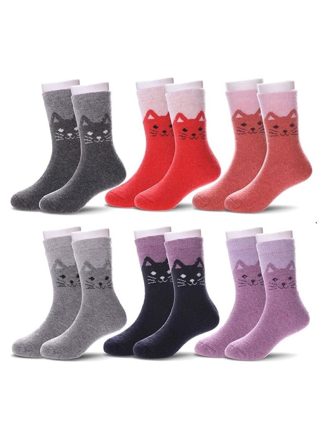 

EL REGALO Kids Pack Of 6 Calf Length Socks, Red