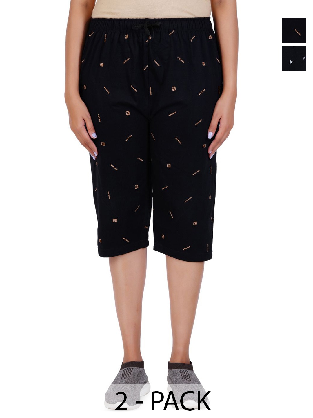 

GUIDE Women Printed Capris, Black