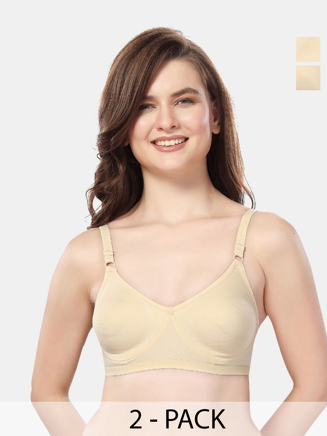 

Fabme Pack Of 2 Full Coverage Cotton Bra, Nude