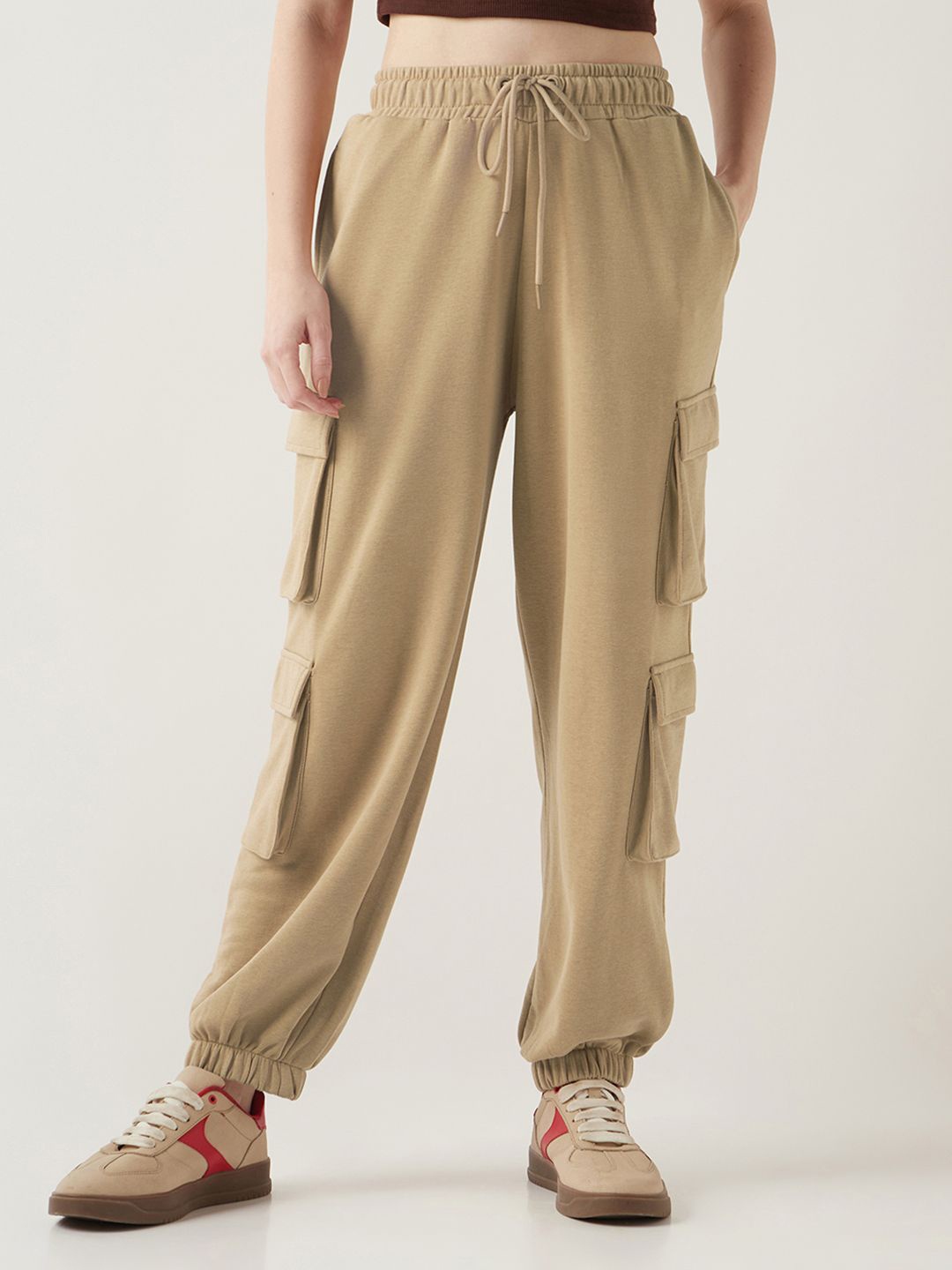 

Bewakoof Air 1.0 Women Ginger Root Brown Super Loose Fit Cargo Joggers