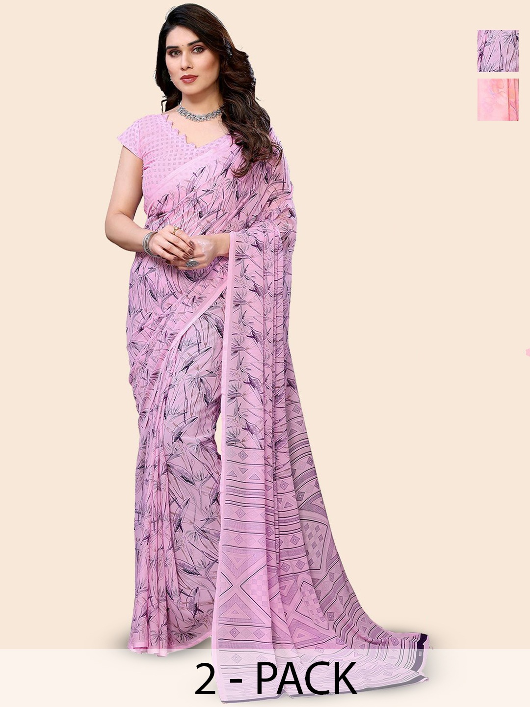 

Moda Rapido Floral Poly Georgette Saree, Purple