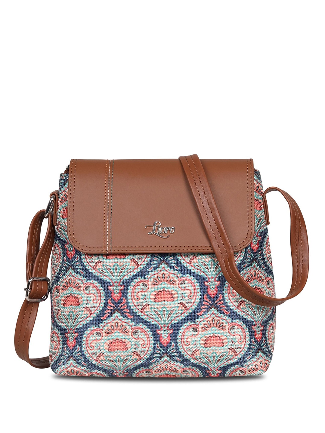 

LIVRO Floral Structured Sling Bag, Brown