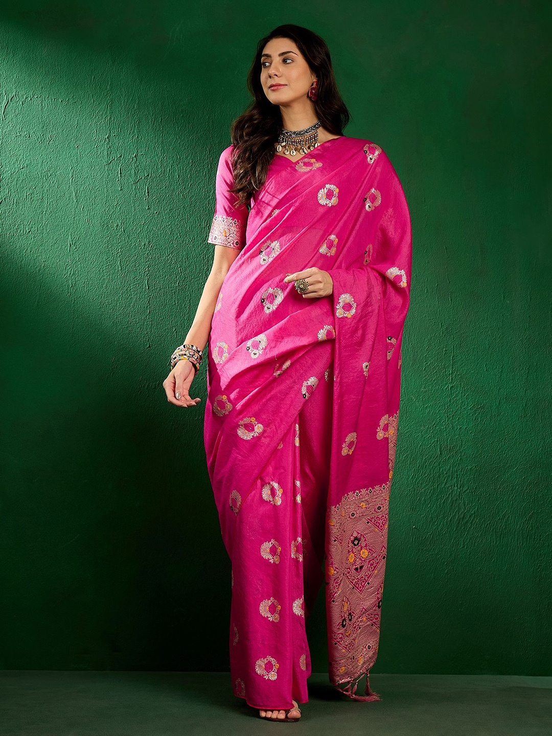 

Mitera Woven Design Zari Banarasi Saree, Pink